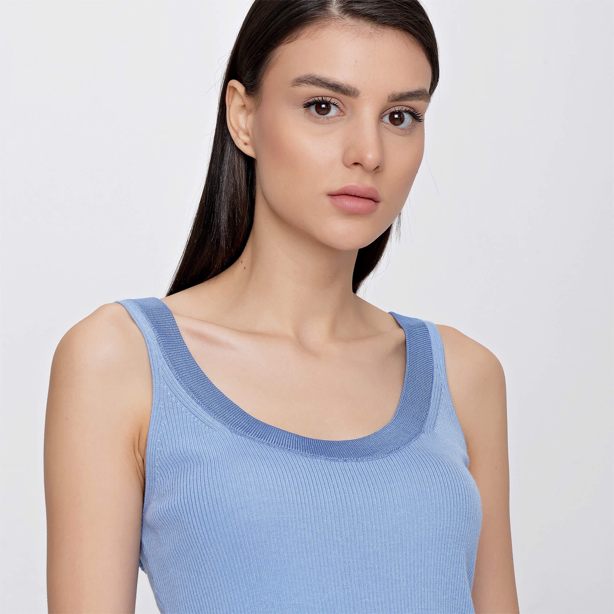 Altuzarra - Blue Wool Blend Ribbed Ariana Tank Top